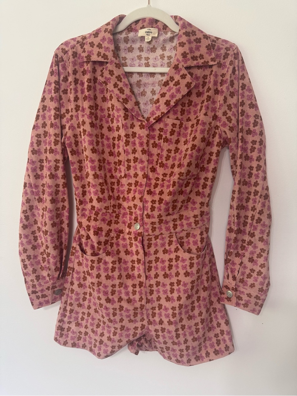 entro Pink Floral Velvet Blazer Jacket